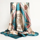 Luxury 90x90cm Silk Satin Square Scarf – Elegant Print Shawl & Headband