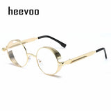 Metal Steampunk Round Sunglasses – Vintage Designer Shades for Men & Women