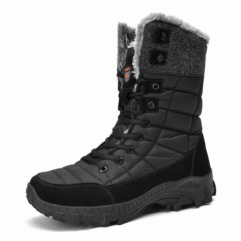 Men’s Winter Snow Boots – Waterproof Lace-Up Ankle Boots with Plush Lining for Cold Weather
