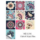 Mandala Crystal Hard Film Tiles Wall Stickers – Waterproof PVC Peel & Stick Decals for Kitchen, Bathroom, and Home Decor