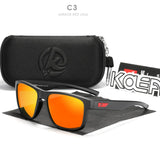 Gafas de sol polarizadas cuadradas KDEAM Hot para hombre: diseño de grafiti de cristal, lentes Polaroid UV400, gafas de pesca antirreflejos con estuche protector rígido (KD109)