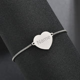 Personalized Heart Name Bracelet – Custom Engraved Stainless Steel ID Tag Jewelry