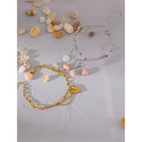 Pulsera con dije de corazón bañada en oro para mujer: cadena de eslabones de acero inoxidable moderna con cierre de langosta