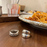 925 Sterling Silver Double-Layer Wave Ring – Unisex Trendy Couple Band