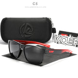 Gafas de sol polarizadas cuadradas KDEAM Hot para hombre: diseño de grafiti de cristal, lentes Polaroid UV400, gafas de pesca antirreflejos con estuche protector rígido (KD109)
