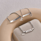 Custom Engraved Couple Name Bracelet – Romantic Stainless Steel Link Design