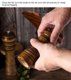 Classic Oak Wood Pepper & Spice Grinder Set – Adjustable Ceramic Grinding Mills