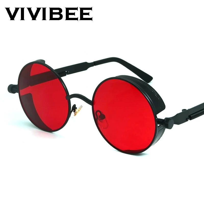 Vintage Steampunk Round Sunglasses – UV Protection & Retro Fashion