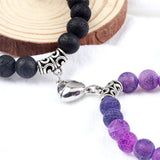 Magnetic Couple Bracelets Set - Natural Stone Heart Bead Lovers' Bracelets