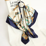 Luxury 90x90cm Silk Satin Square Scarf – Elegant Print Shawl & Headband