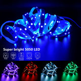 Tiras de luces LED RGB: 5 V, 1 m a 30 m, 16 millones de colores, sincronización musical para fiestas y decoración del hogar