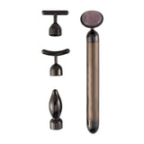 4-in-1 Vibrating Rose Quartz Face Roller and Massager for Lifting and Anti-Wrinkle