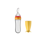 Silicone Baby Feeding Bottle with Spoon – BPA-Free Squeeze Feeder for Infants 4M+