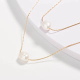 2-Layer Freshwater Pearl Choker Necklace – Stainless Steel Chain with Oval Pearl Charms
