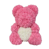 Osito de peluche rosa de 40 cm: regalo de flores artificiales hecho a mano para San Valentín, bodas y cumpleaños