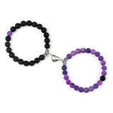 Magnetic Couple Bracelets Set - Natural Stone Heart Bead Lovers' Bracelets