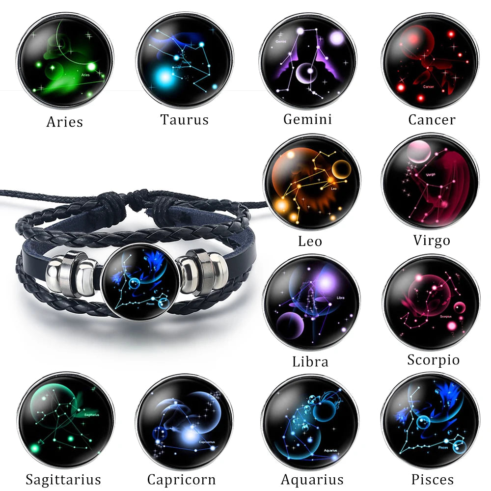 Pulsera elegante de cuero y acero inoxidable: pulsera unisex moderna con dijes