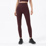Women's High-Waist Nylon Yoga Leggings with Hidden Pocket