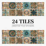 Juego de 24 pegatinas de azulejos de colores claros para pared, papel tapiz para renovación del hogar, cocina, baño, impermeables, autoadhesivas