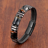 Pulsera magnética de acero inoxidable y piedra de ojo de tigre para hombre: accesorio energético elegante y potente