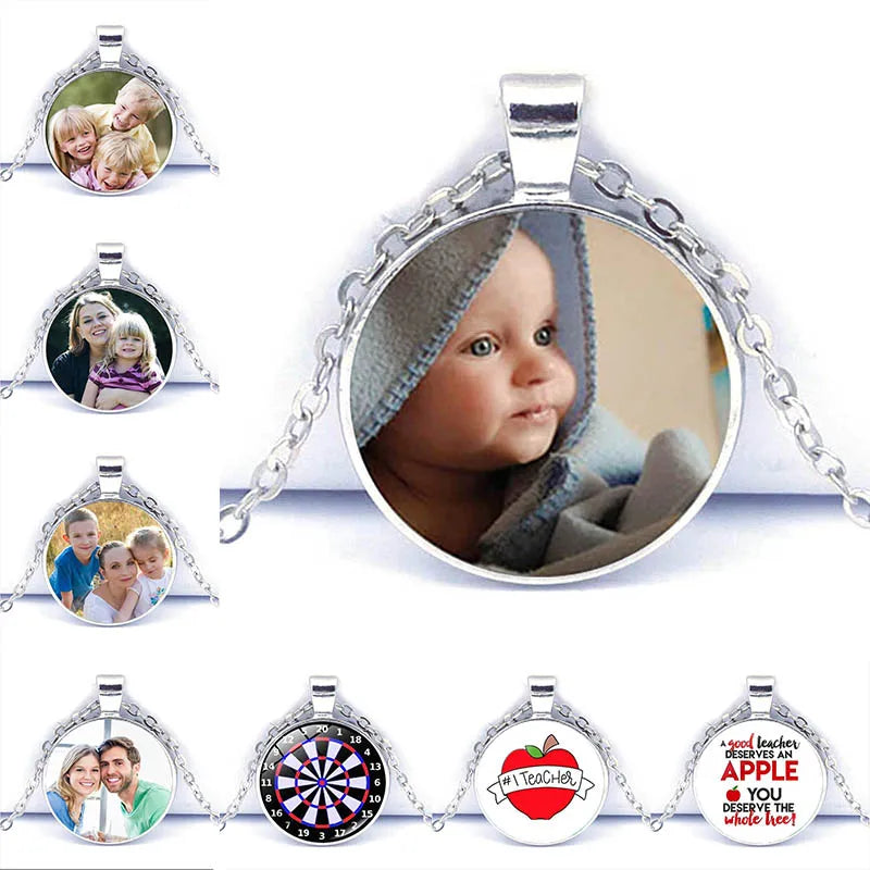 Collar con colgante de cristal con foto personalizado: joyas de recuerdo personalizadas