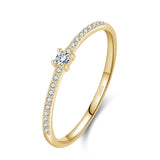 Square CZ Engagement Ring – Gold-Plated 925 Sterling Silver Wedding Band
