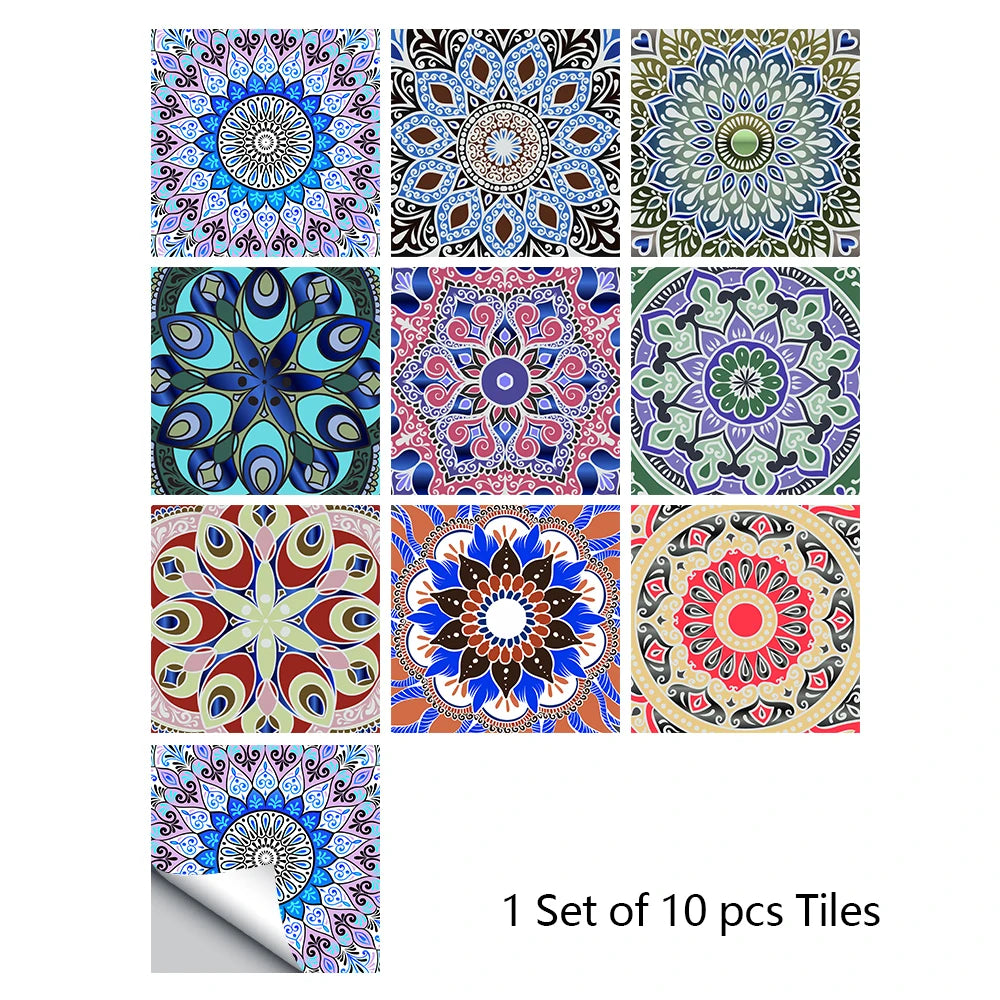 Mandala Style Crystal Hard Tile Wall Stickers - Peel & Stick Home Decor
