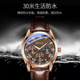 Men’s Luxury Quartz Watch – Waterproof, Glow-in-the-Dark, Stainless Steel & Leather Strap