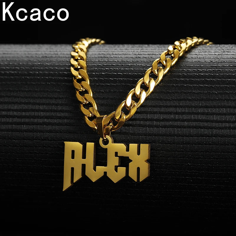 Collar con colgante con nombre personalizado: joyas de acero inoxidable personalizadas para niños y hombres