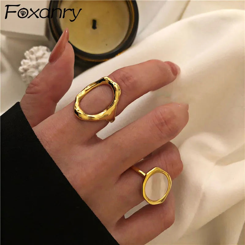 Minimalist Gold-Plated Oval Shell Ring – Elegant Wedding & Party Jewelry for Women