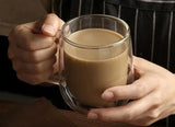 Taza de vidrio de doble pared resistente al calor: taza transparente hecha a mano para café, té y cerveza 