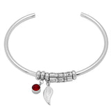 Personalized Stainless Steel Name Bracelet with Birthstone Charm