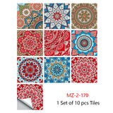 Mandala Style Crystal Hard Tile Wall Stickers - Peel & Stick Home Decor