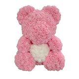 Osito de peluche rosa de 40 cm: regalo de flores artificiales hecho a mano para San Valentín, bodas y cumpleaños