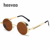 Metal Steampunk Round Sunglasses – Vintage Designer Shades for Men & Women