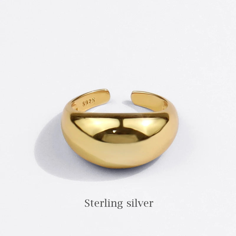 Anillo geométrico ajustable de plata de ley 925 de VENTFILLE: anillo unisex punk suave para fiestas y uso diario