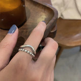 925 Sterling Silver Double-Layer Wave Ring – Unisex Trendy Couple Band