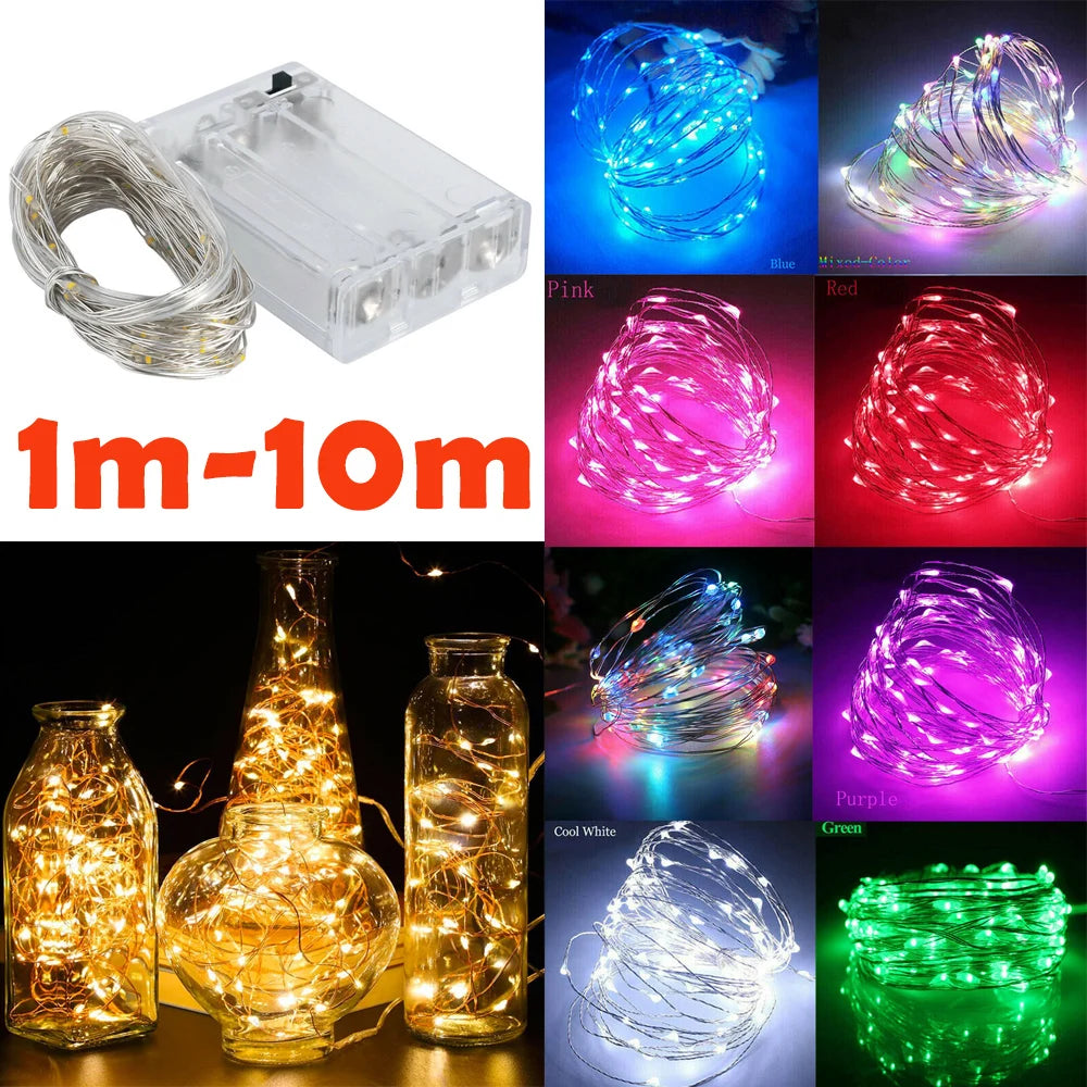 10m LED String Lights – 9 Color Battery-Powered Fairy Lights for Wedding, Christmas & Party Decor