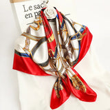 Luxury 90x90cm Silk Satin Square Scarf – Elegant Print Shawl & Headband