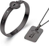 Stainless Steel Key Pendant Necklace & Bracelet Set for Men and Women – Trendy Wedding Jewelry Gift