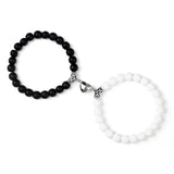 Magnetic Couple Bracelets Set - Natural Stone Heart Bead Lovers' Bracelets