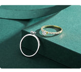 Anillo de compromiso de boda con circonitas bañadas en oro y plata de ley 925 de Ailmay: elegancia atemporal