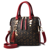 Stylish PU Leather Casual Tote Bag with Tassel Decoration for Women