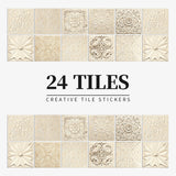 Pegatinas de PVC para azulejos, 24 unidades: fáciles de despegar y pegar para superficies lisas, decoración del hogar para paredes, pisos y más