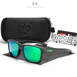 Gafas de sol polarizadas cuadradas KDEAM Hot para hombre: diseño de grafiti de cristal, lentes Polaroid UV400, gafas de pesca antirreflejos con estuche protector rígido (KD109)