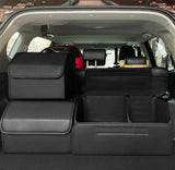 PU Leather Car Trunk Organizer Box with Lid | Foldable Auto Storage Bag for Vehicle Cargo