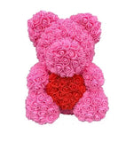 Osito de peluche rosa de 40 cm: regalo de flores artificiales hecho a mano para San Valentín, bodas y cumpleaños