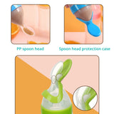 Silicone Baby Feeding Bottle with Spoon – BPA-Free Squeeze Feeder for Infants 4M+