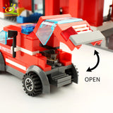 Fire Station Building Blocks Set – 756PCS Educational City Model with Truck & Helicopter for Kids
