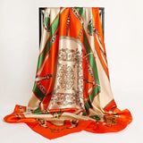 Luxury 90x90cm Silk Satin Square Scarf – Elegant Print Shawl & Headband